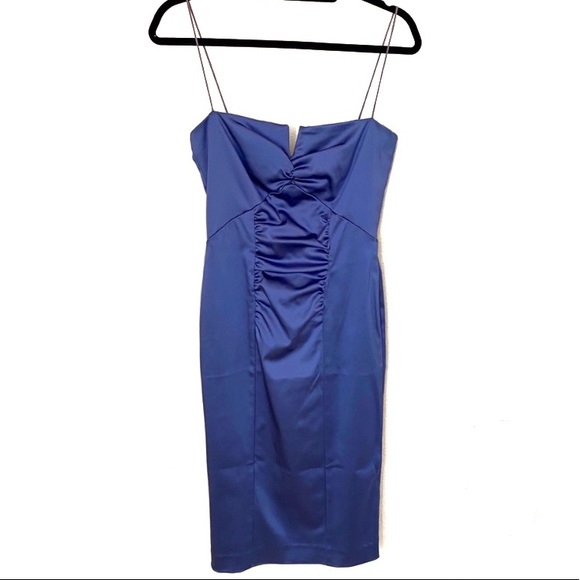 Nicole Miller Collection Blue Satin Cocktail Dress - Picture 7 of 14